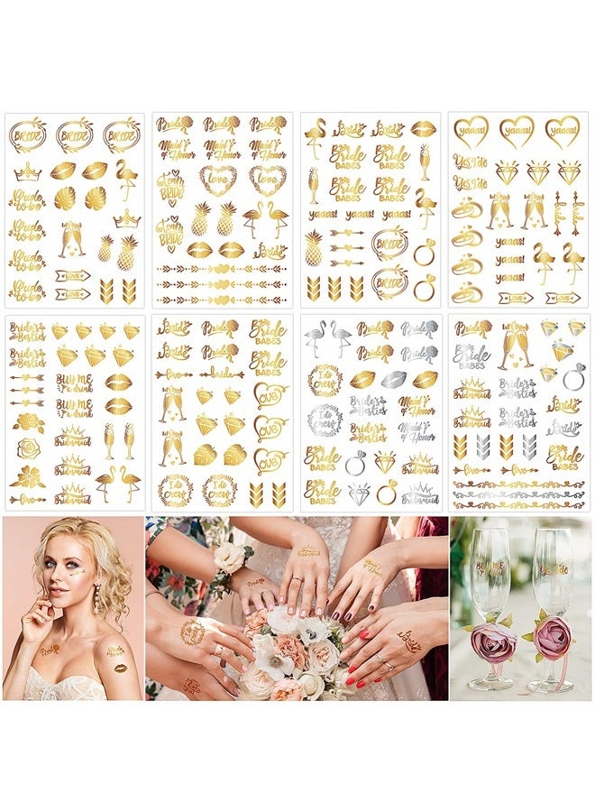 8 Sheets Bachelorette Party Tattoos Bride Tattoos Team Bride Tribe Metallic Temporary Tattoos Bridesmaid Gift Bridal Shower Favor and Decorations