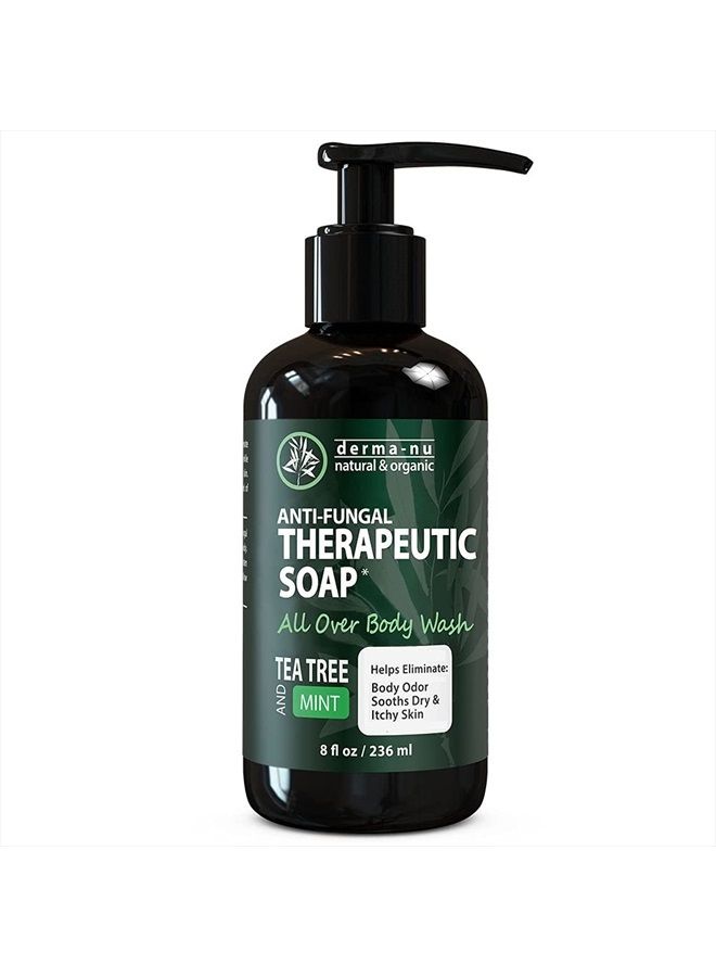 Antifungal Antibacterial Soap & Body Wash - Natural Anti-Fungal Treatment with Tea Tree Oil for Jock Itch, Athletes Foot, Body Odor, Nail Fungus, Ringworm, Eczema & Back Acne - For Men and Women - 8oz