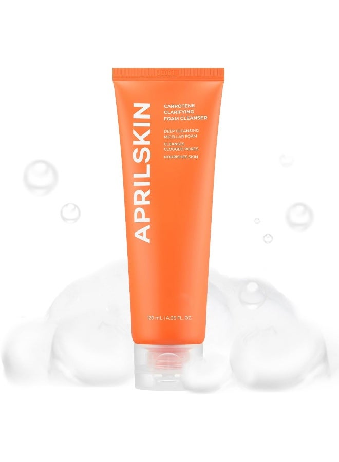 April Skin Carrotene Clarifying Foam Cleanser BHA Pore Care for Acne Prone Skin 120ml