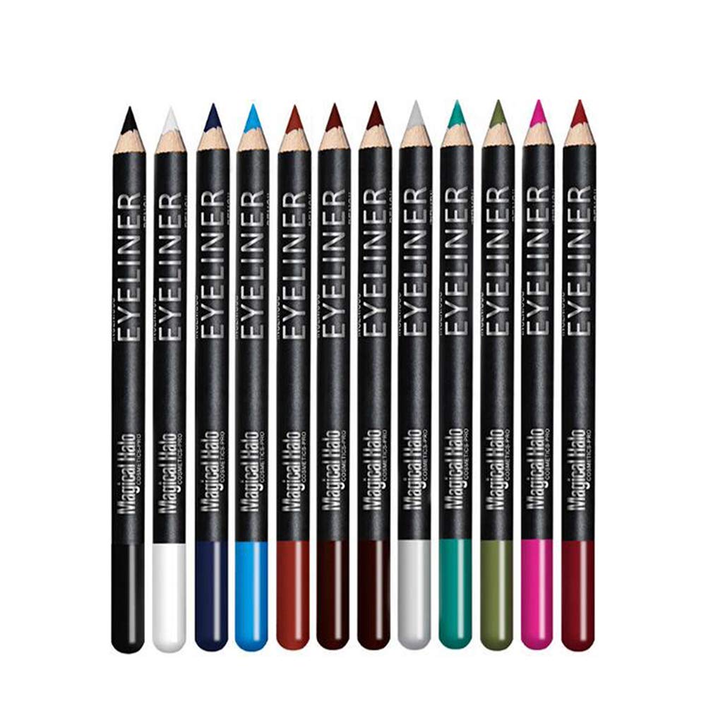 Linble Eye Liner Pencil Set - 12 Assorted Colors Natural Matte Long Lasting Hypoallergenic Eyeliners Eye Makeup Soft Crayon Pencils (Black Gray Brown Plum Purple Lavender Pink etc)