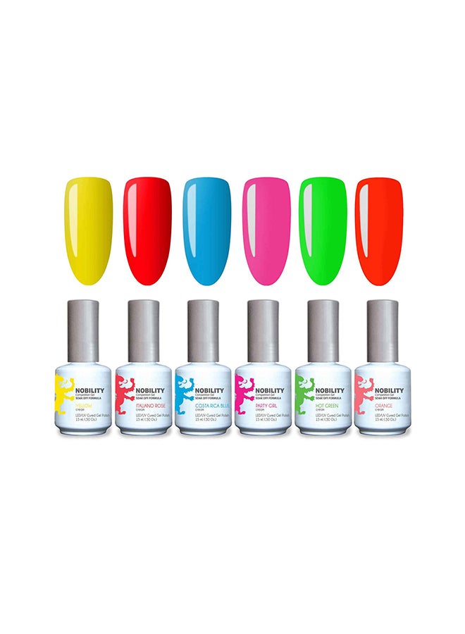 Nobility Gel Polish Kit Neon Colors 6 Pcs N6S01