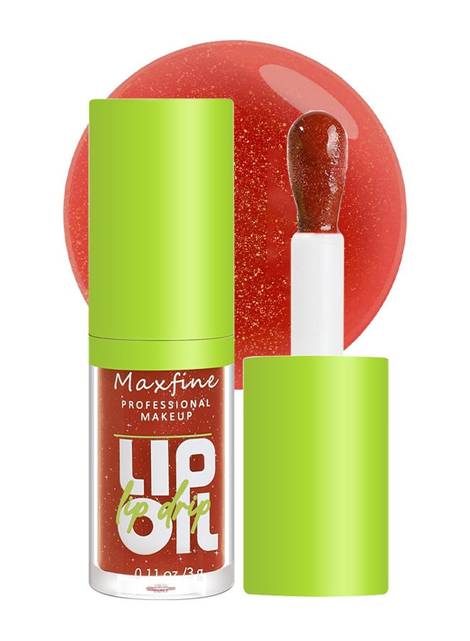Big Brush Head Lip Oil, Ultra-Hydrating And Nourishing, Smooth Glossy Finish Lip Glow Oil, Shiny And Vegan Tinted Lip Gloss, Non-Sticky Formula