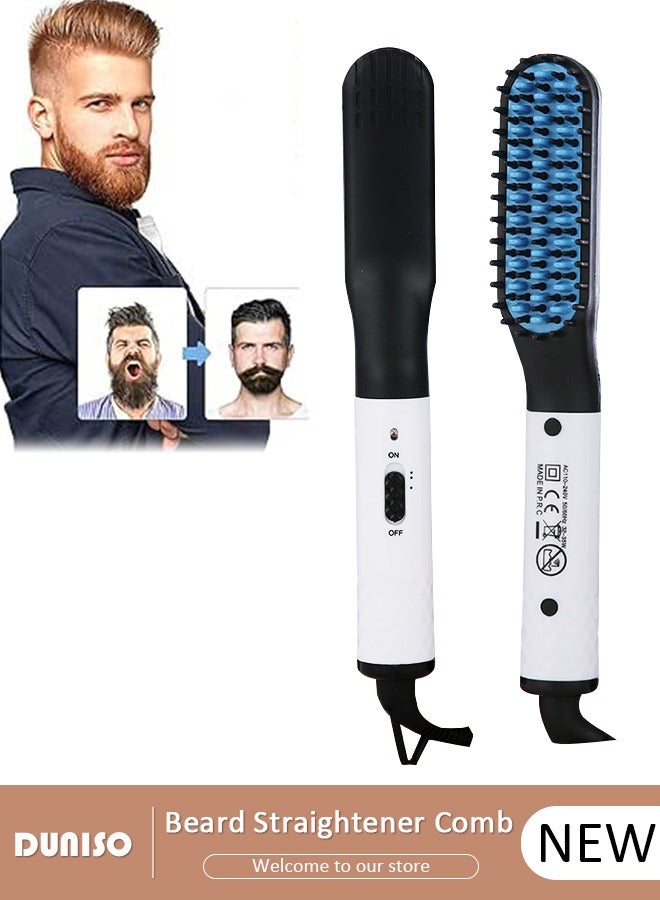 Beard Straightener Comb for Men,Hair Hot Comb,Quick Electric Heated Beard Brush Styler,Travel Portable Styling Comb beard iron, Multifunctional Straightening Brush