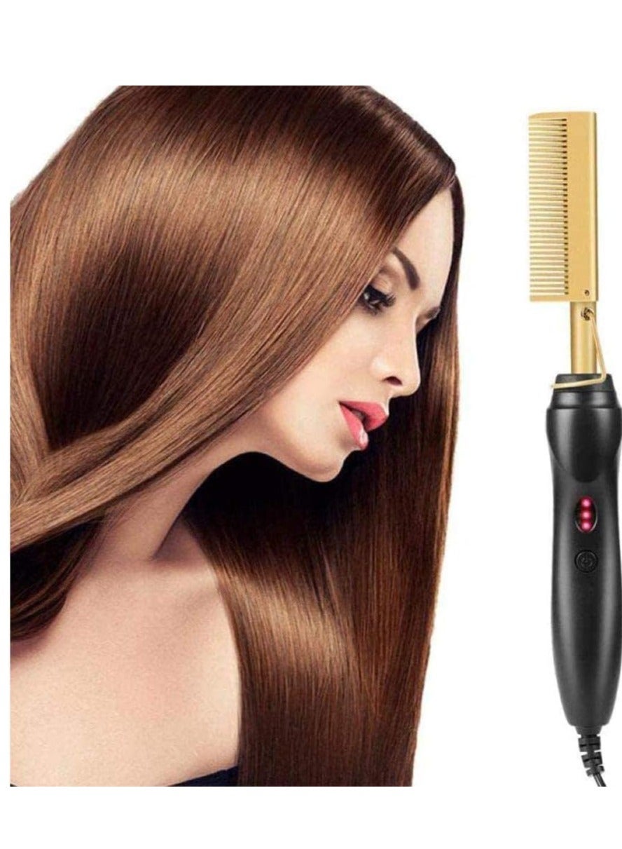 Portable Comb Hair Straightener Ceramic Electric Hot Wet Dry Use Straightening Heating Iron for Men Women Curls And Other Fine Hairstyles,30S Fast Heat Up, Auto Off,360 Swivel Cord