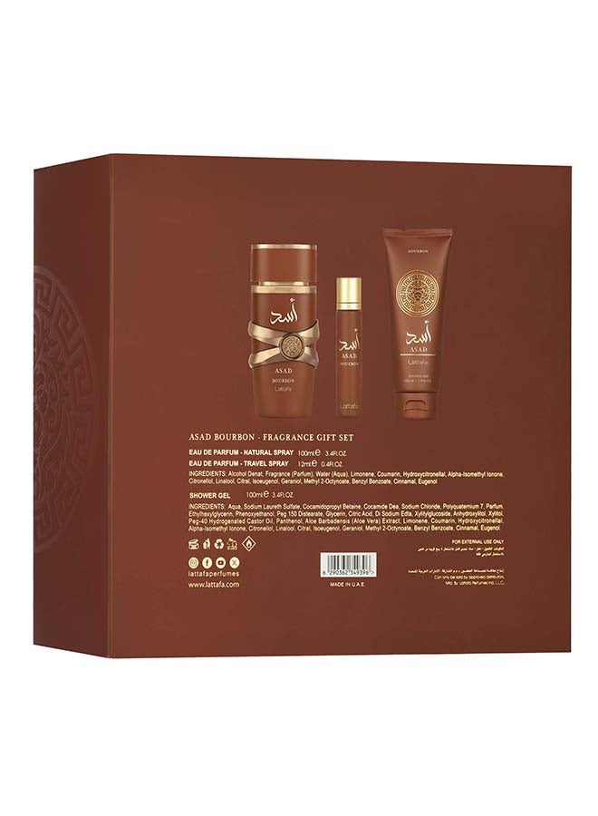 Gift Set - Asad Bourbon 100ml + 12ml + Shower Gel - image 2