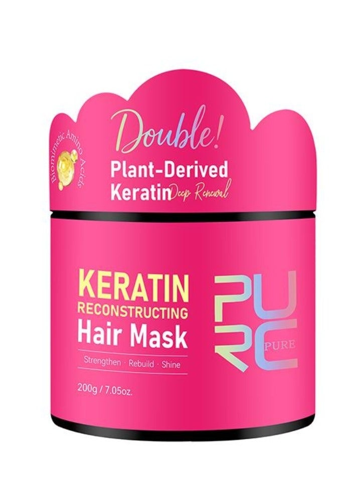 200g Keratin Reconstructing Hair Mask Strengthen Rebuild Shine Plant Derived Keratin Deep Renewal with Collagen Instant Smooth Shiny Hair Deeply Nourish Gentle Non Irritating Hair Mask