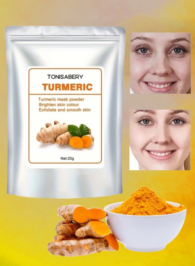 Turmeric Facial Mask Powder Turmeric Peel Off Face Mask Powder Brighten Skin Color Exfoliate and Smooth Skin Cool Oil Control Tighten Pores and Repair Redness and Dry Itching 20g