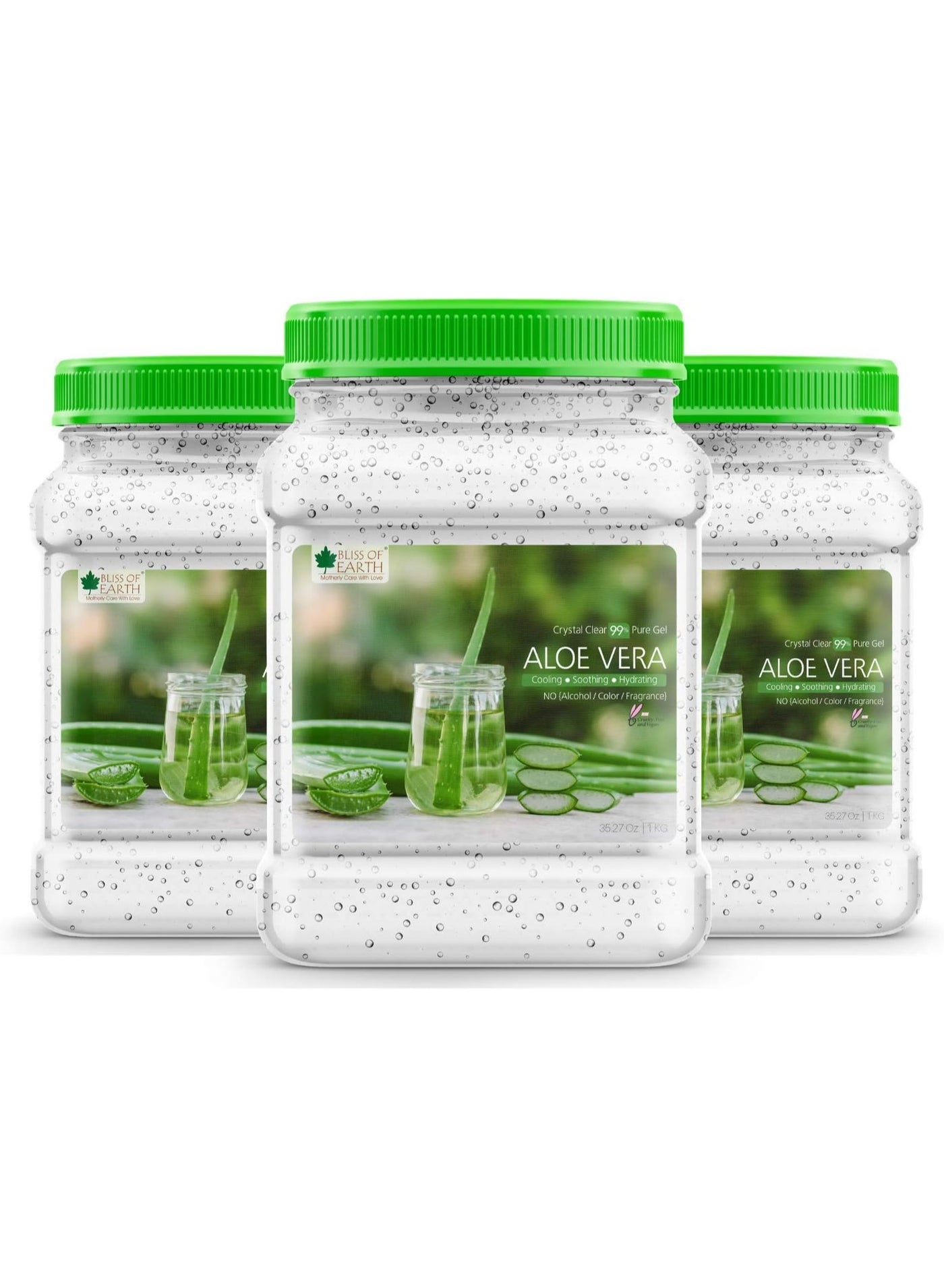 99% Pure Crystal Clear Aloe Vera Gel For Face and Hair Acne and Pimples Paraben Free 1kg Pack of 3