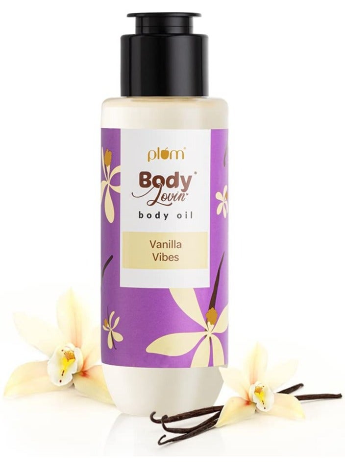 Plum BodyLovin' Vanilla Vibes Body Oil Intense Moisture  Instant Glow Long Lasting Warm Vanilla Fragrance Non Greasy  Lightweight Soft   Nourished Skin For Dry To Very Dry Skin 100 ml