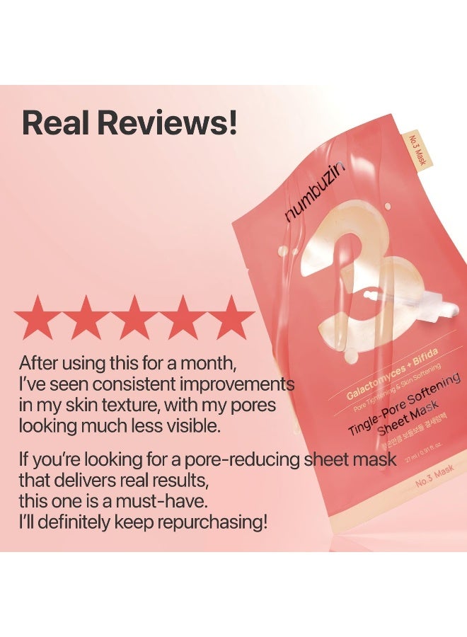 No.3 Sheet Mask | 5 Sheets | Tingle-Pore Softening Sheet Mask | Pore Minimizing, Skin Softening Face Mask with Bifidax | Hydrates, Smooths Rough, Bumpy Skin, Improves Glow | Korean Skincare - image 7