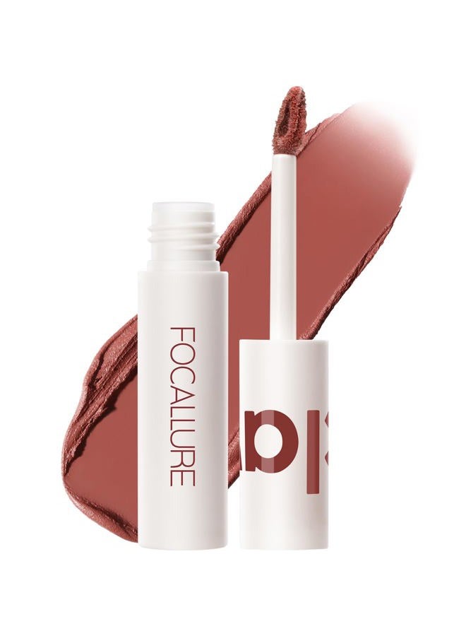 Velvet Matte Liquid Lipstick, Satin-Finish Full Coverage Lip Color, High Pigmented Lip Stain for Cheeks and Lips Tint, Smooth Soft Lip Makeup, Lightweight, Quick-Drying, Sweet Chestnuts