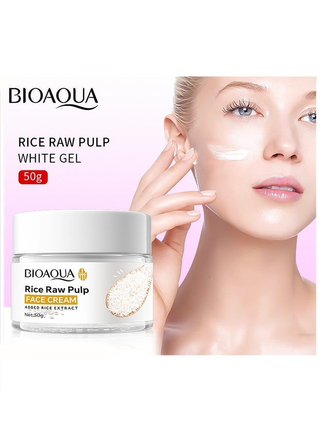 Rice Raw Pulp Face Cream, Improves Moisture Skin Barrier, Nourishes Deeply, Whitening ,Soothing to Even Out Skin Tone 50g