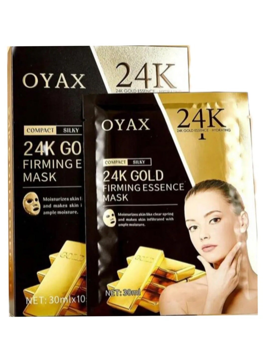 24K Gold Firming Face Mask- Anti Aging, Hydrating, Toning & Firming Facial Mask - Helps Reduce Wrinkles & Fine Lines - With Hyaluronic Acid & Collagen