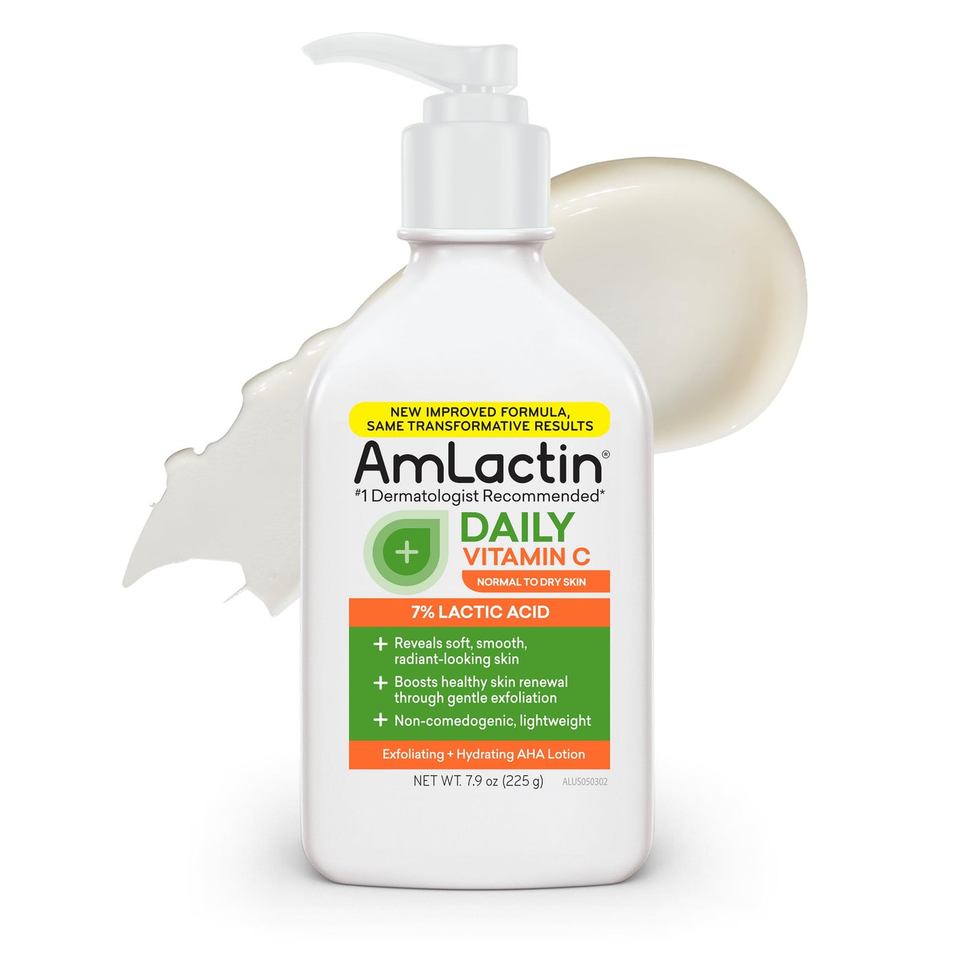 AmLactin Daily Vitamin C Lotion â€“ Brightening Body Lotion for Dry Skin - No-Scrub Exfoliator and Moisturizer with 7% Lactic Acid AHA and Vitamin C, 7.9 oz (Packaging May Vary)â€‹