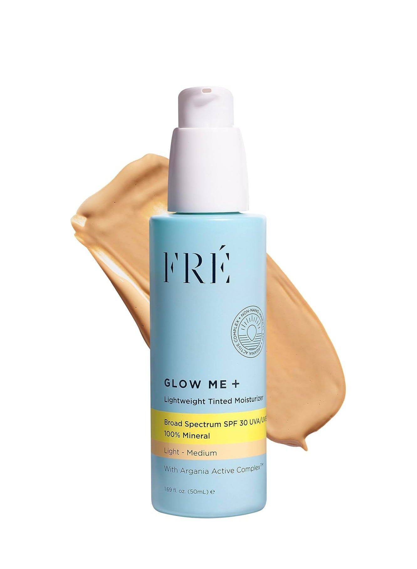 Tinted Mineral Sunscreen with Non-Nano Zinc Oxide, SPF 30 Face Moisturizer, GLOW ME by FRE Skincare (Medium-Deep) - Hydrating Lightweight Face Cream for Smoother & Glowing Skin - Reef-Safe Sunscreen