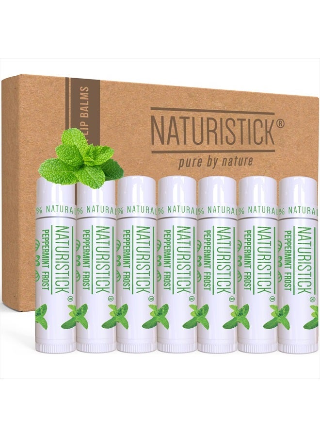 7-Pack Peppermint Lip Balm Gift Set by Naturistick. 100% Natural Ingredients. Best Beeswax Chapstick for Dry, Chapped Lips. Made in USA