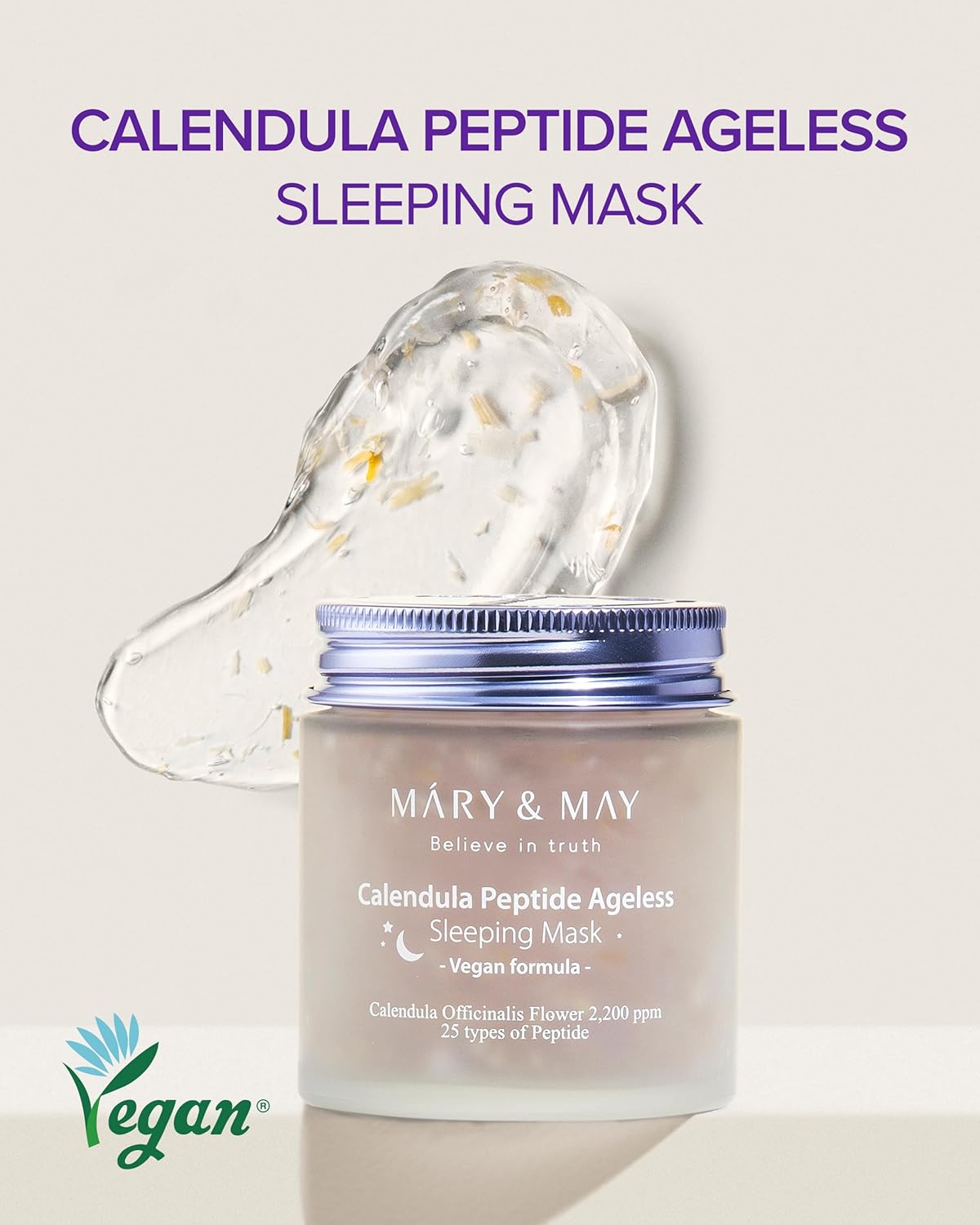 Vegan Calendula Peptide Ageless Sleeping Mask - Overnight Hydration Face Gel Mask - image 2