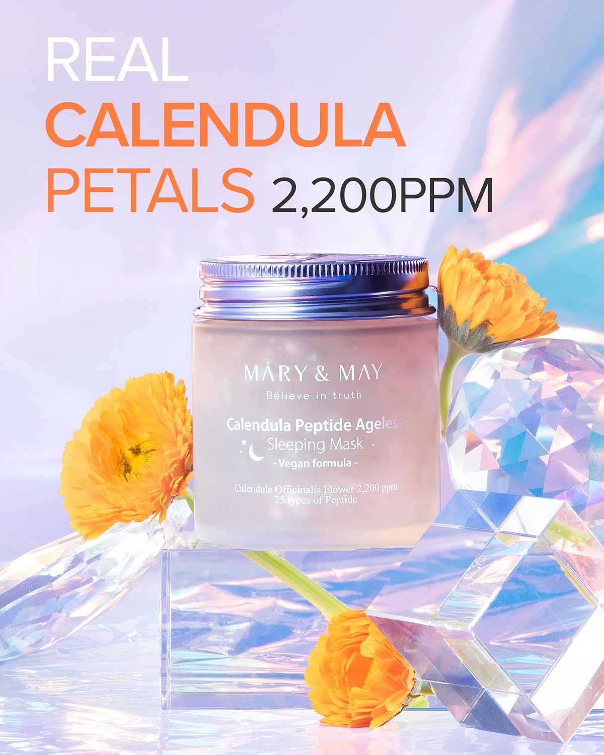 Vegan Calendula Peptide Ageless Sleeping Mask - Overnight Hydration Face Gel Mask - image 3