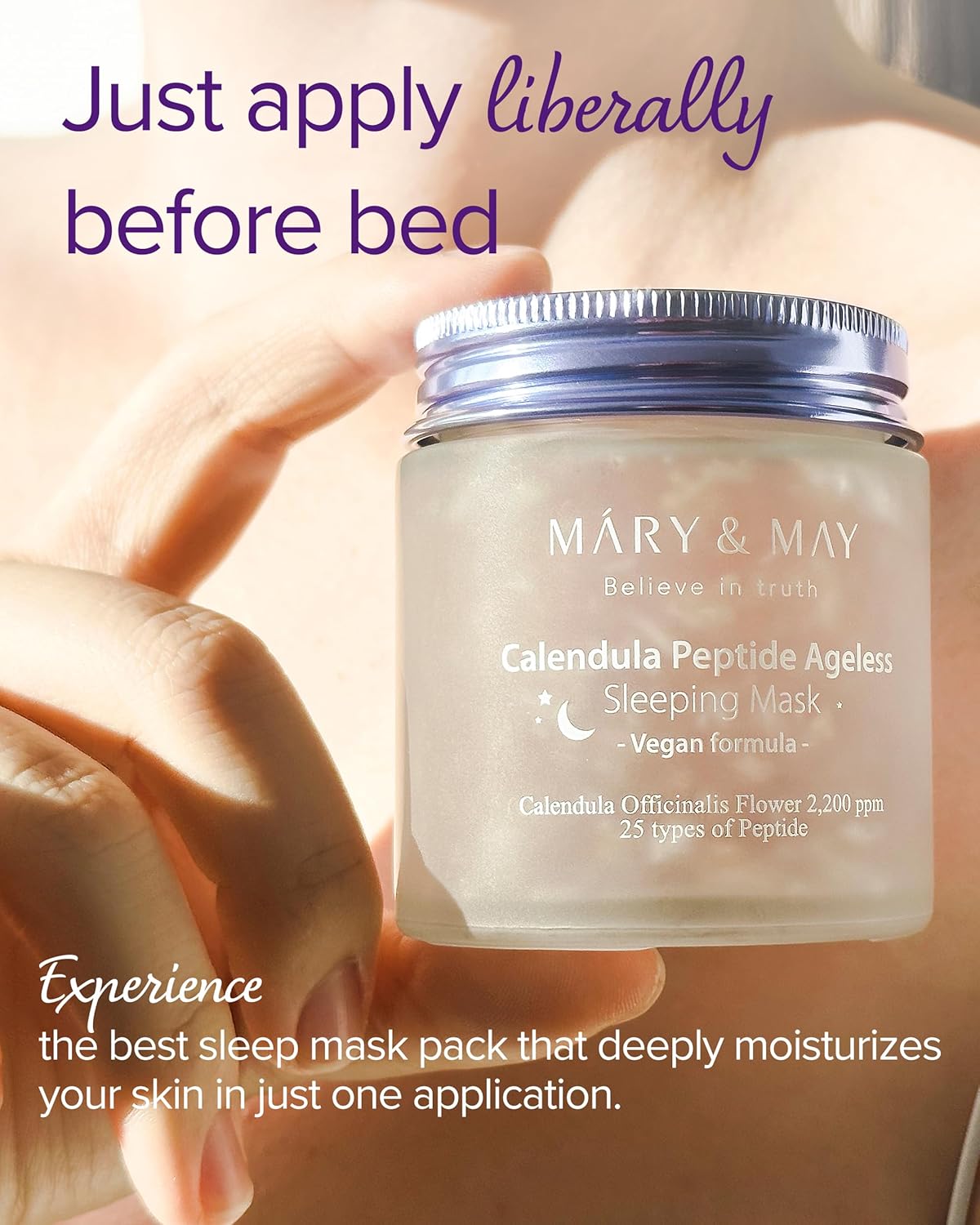 Vegan Calendula Peptide Ageless Sleeping Mask - Overnight Hydration Face Gel Mask - image 4
