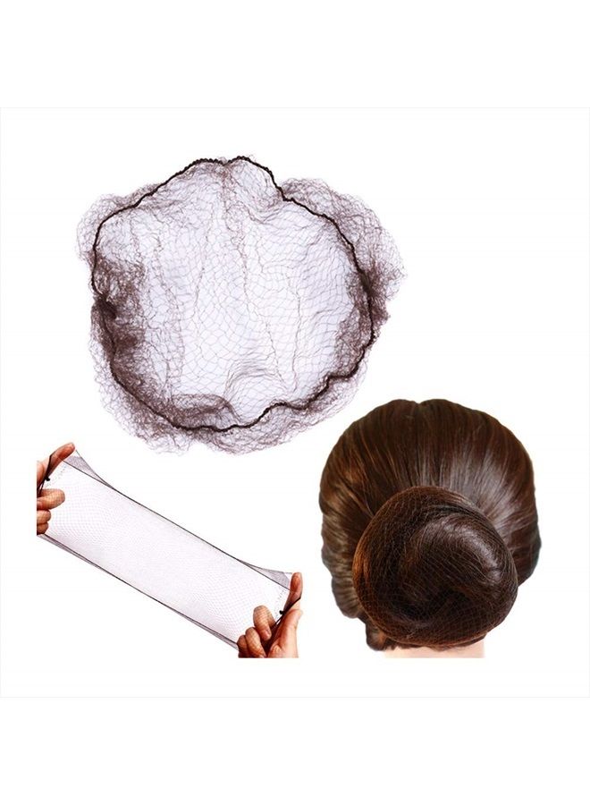 50pcs Hairnet Bun Net Invisible Hair Net Elastic Mesh 20inch 50cm (Bulk Packing,Dark Brown)