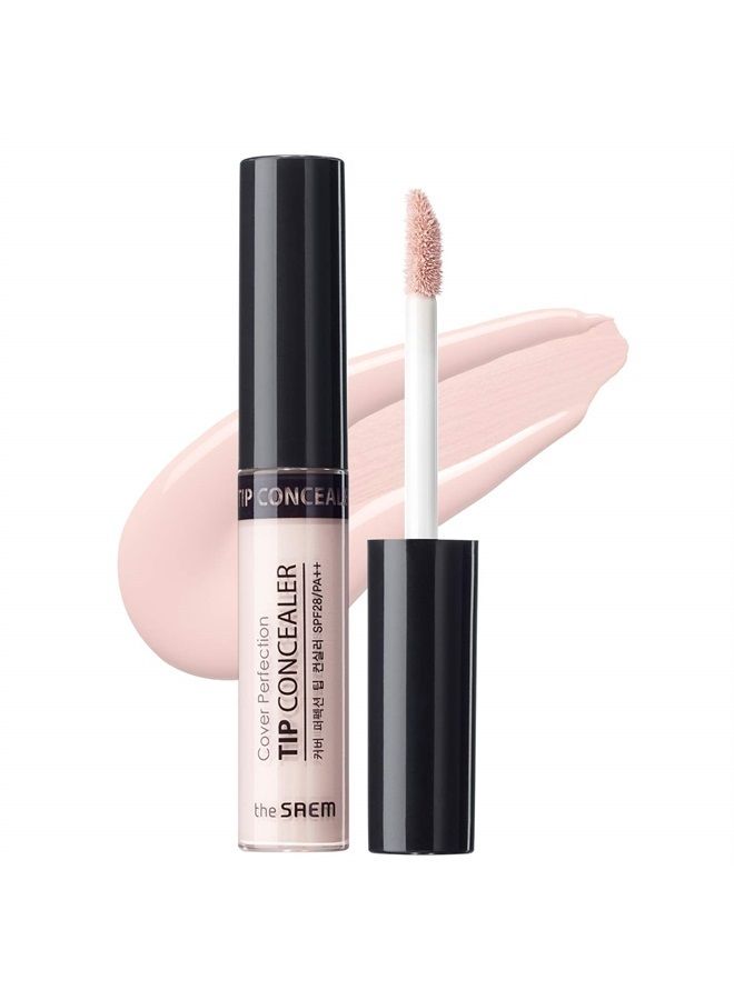 [the SAEM] Cover Perfection Tip Concealer 6.5g # Brightener - Radiant Highlighter, Corrects & Brightens, Discoloration & Dark Circles, Bright Pink