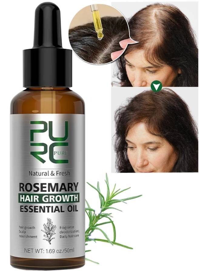 50ml Rosemary Hair growth Essential Oil Rosemary Essential Oil for Hair Growth Organic Hair growth Oil Hair Regrowth Treatment for Women and Men Hair Strengthening Rosemary Oil