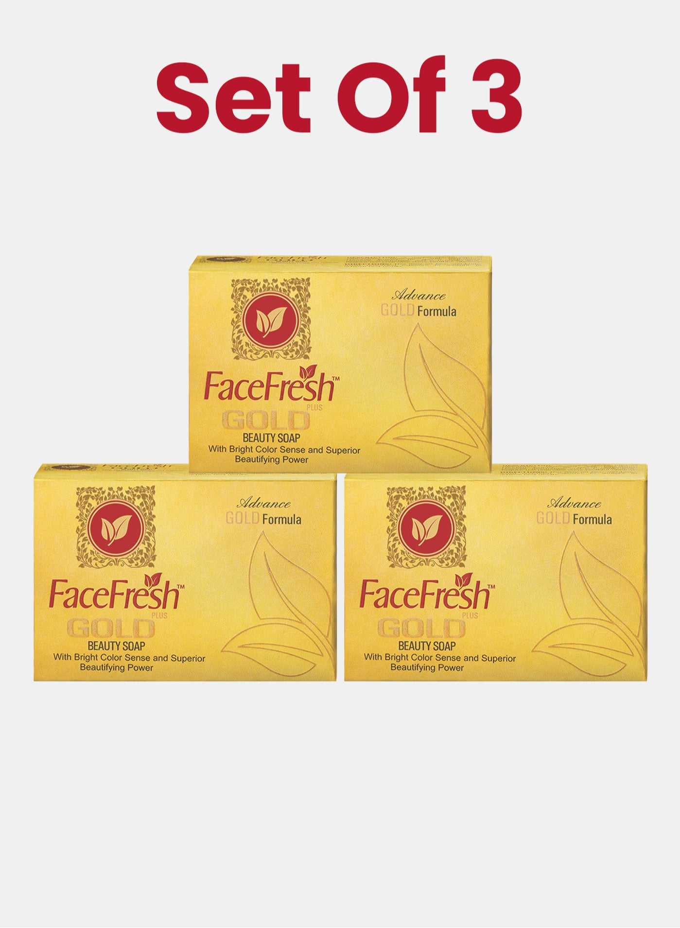 Set of 3 Gold Plus Beauty Soap - Improves Skin Health, Uneven Skin Tone & Appearance of Dull, Tired & Stressed Skin, Soap for All Skin Types 100g