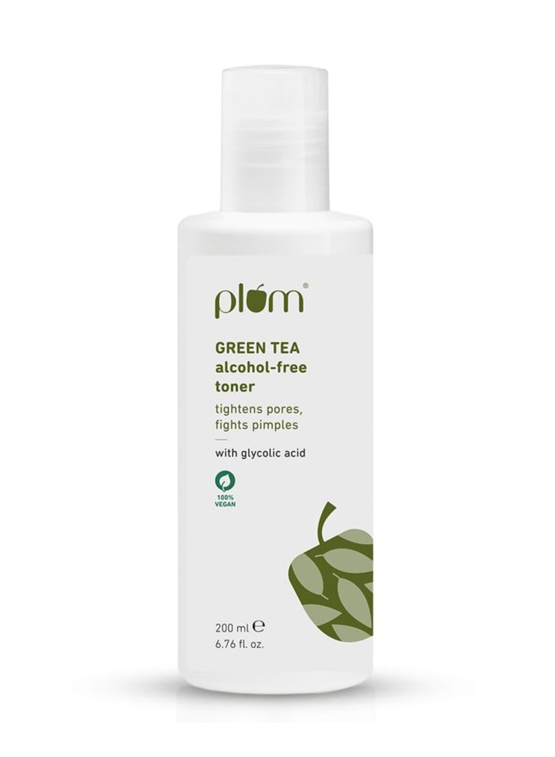 Plum Green Tea Face Toner For Oily, Acne-Prone Skin | With Glycolic Acid | Fights Pimples | Tightens Pores | Controls Oil | Gently Exfoliates Dead Skin Cells | Women & Men | 200ml