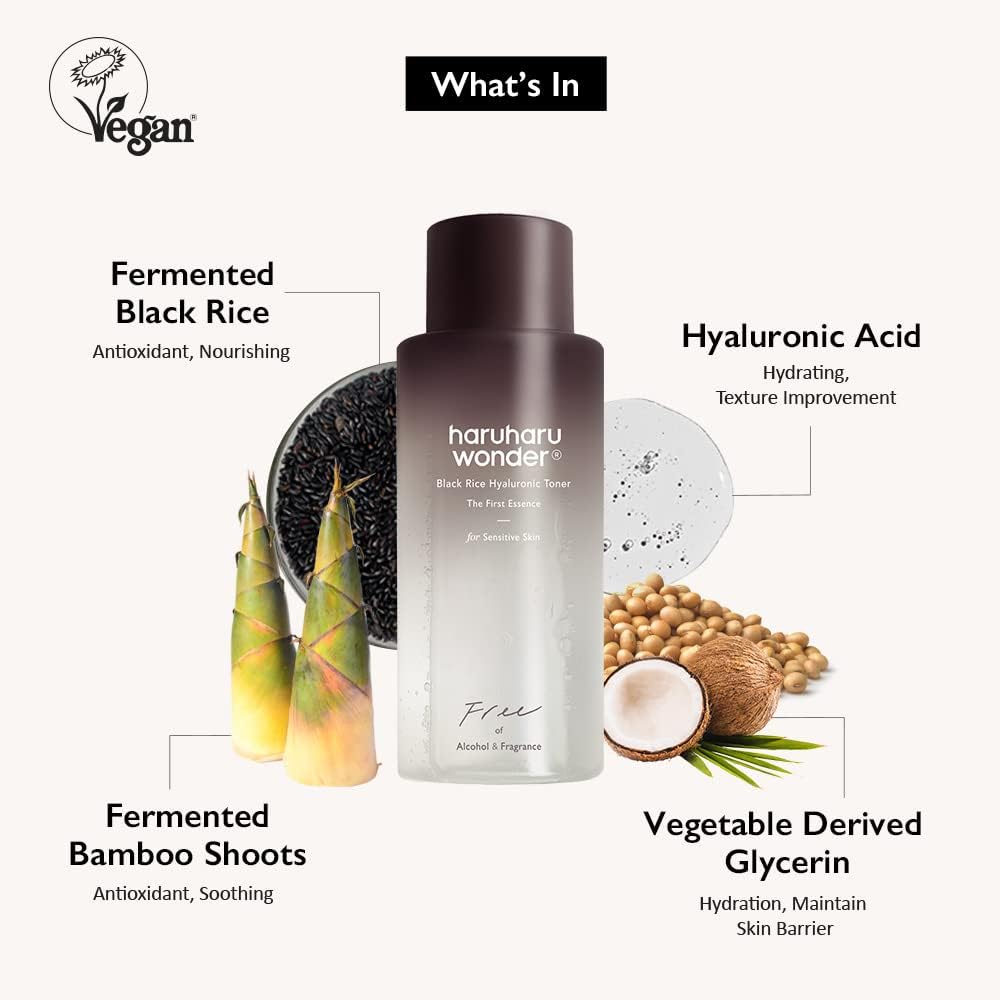 Black Rice Hyaluronic Toner for Sensitive Skin 5.1 fl.oz / 150ml | Alcohol Free, Fragrance Free | Vegan, Cruelty Free, EWG-Green - image 2