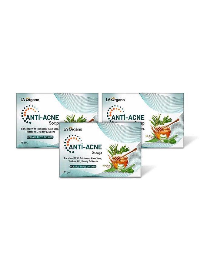 LA Organo Anti Acne Soap For Remove Acne, Blemishes, Scars, Pimples, Dark Spots for All Skin (Pack of 3)