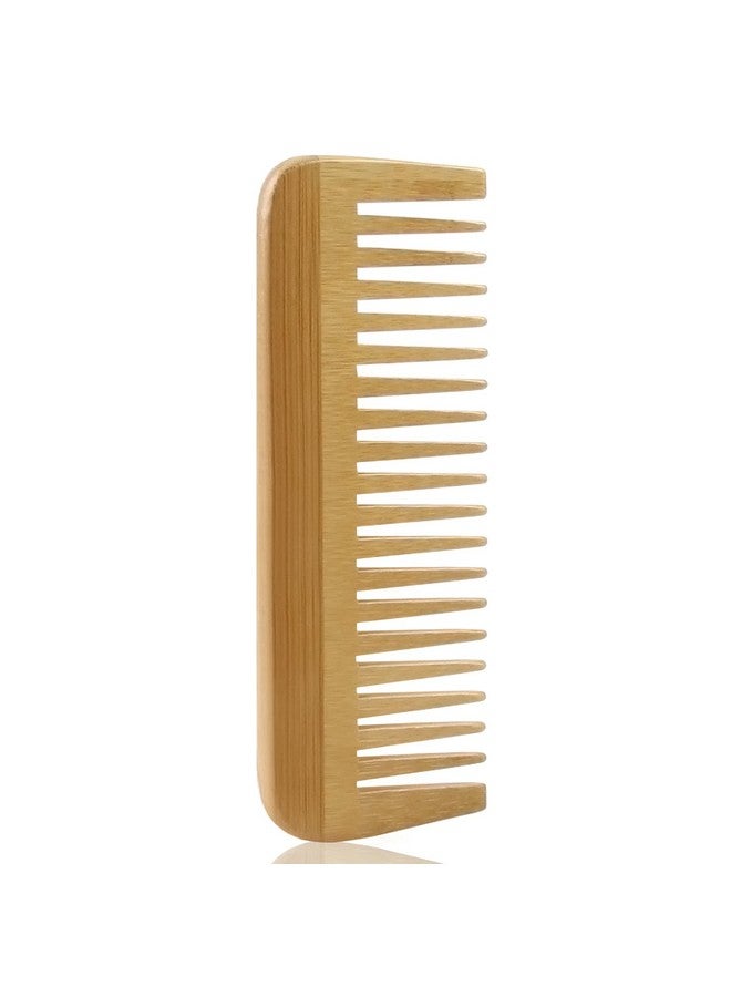 MRD Bamboo Wide Tooth Comb, Detangling Anti-Static Brush Natural Curly Wavy Dry Hair For Womens and Mens Hand Polished (1PCS)