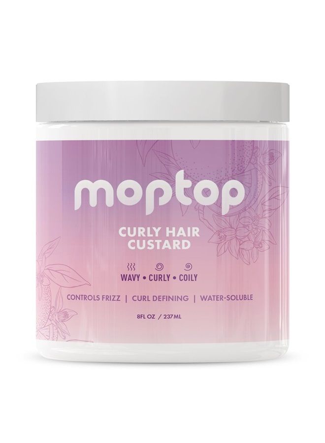 Curly Hair Custard Gel for Fine, Thick, Wavy, Curly & Kinky-Coily Natural hair, Anti Frizz Curl Moisturizer, Definer & Lightweight Curl Activator w/Aloe, great for Dry Hair, 8oz.