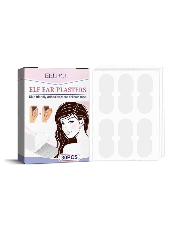 30 Pcs Ear Stickers，Elf Ear Tapes,Ear Lobe Saver Lifts，Strong Support Transparent Painless Silicone Cosmetic Ear Stickers Say Goodbye to Flat Ears，to Creat V-Shaped Face，Natural Ear Contours
