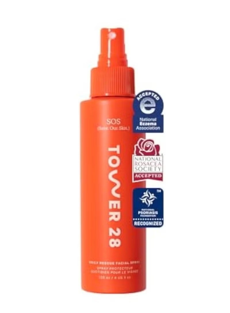 Tower 28 SOS Daily Rescue Facial Spray for Sensitive Skin Hypochlorous Acid Spray Helps Reduce Redness and Breakouts Travel Size Toner for Face 1 FL Oz