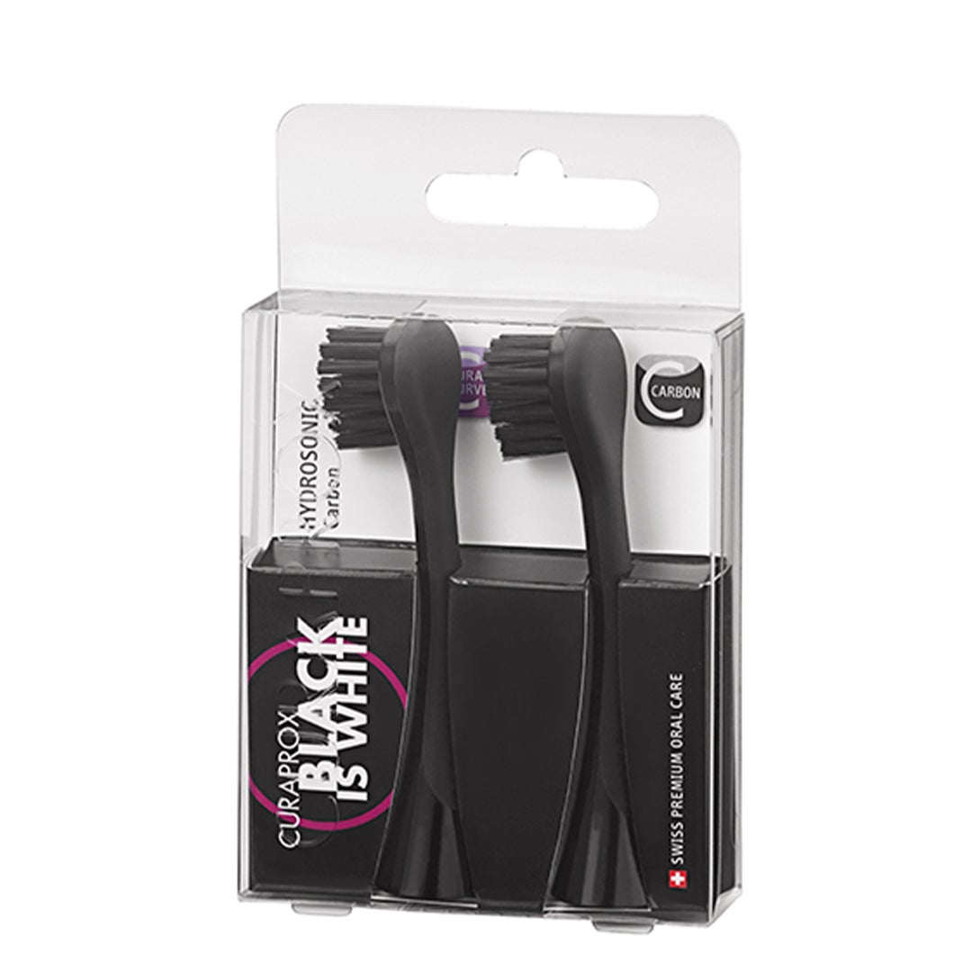 Hydrosonic Black Is White Carbon Whitening Replacement Brush Heads, 2-Pack – Compatible with Electric Toothbrush