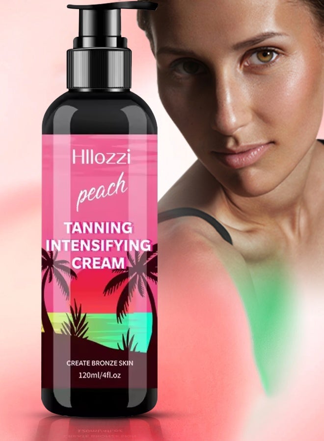 120ml Peach Tanning Intensifying Cream for Men and Women Create Bronze Skin Extreme Intensive Tanning Soft Gel Tanning Lotion Accelerator Tanning Cream Self Tanner Cream for Skin Tanning Sunless Tanner