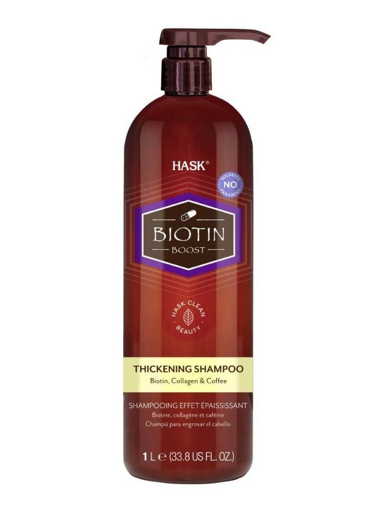 Biotin Boost Thickening Shampoo for Fine, Flat Hair - Volumizes, Strengthens & Fortifies with Collagen & Coffee (1 L)