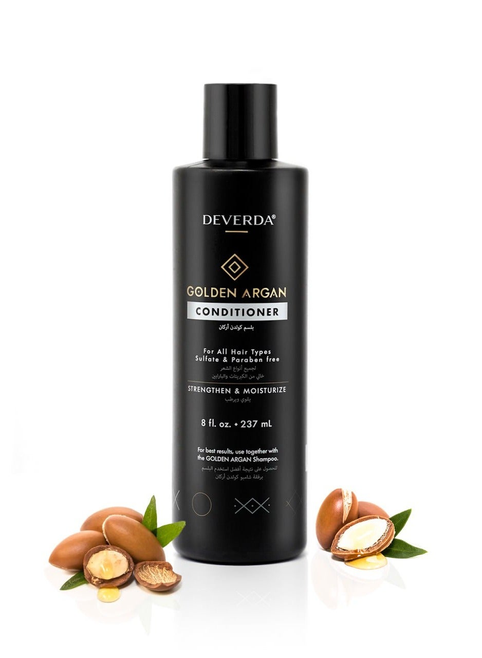Golden Argan Conditioner - With Moroccan Argan Oil - Strengthens & Moisturizes | Sulfate, Paraben and Silicone Free Hair Care | 237ml (8 fl. oz.)