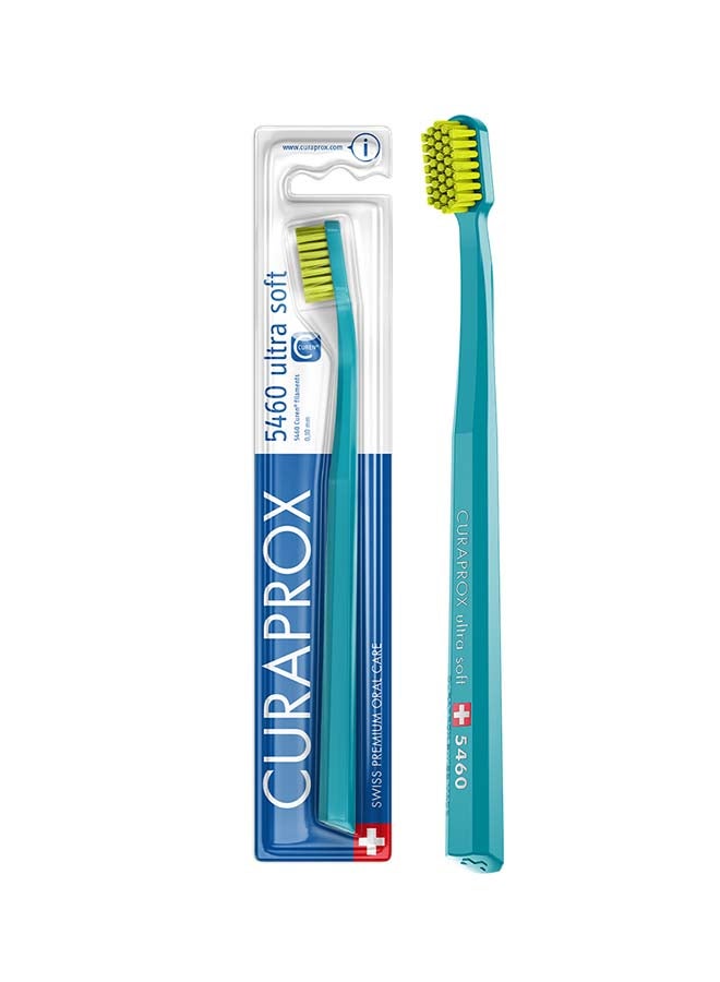 Cs 5460 Ultra-Soft Toothbrush | Bpa-Free Manual Brush For Adults With 5460 Curen® Filaments | Gentle Plaque Removal For Healthier Gums And Teeth – Turquoise/Green, 1 Pack