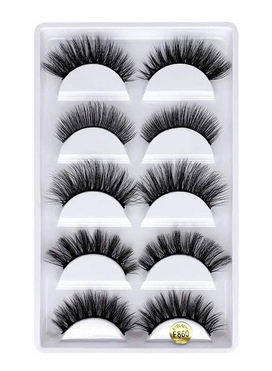 5 Pairs Different Reusable Long Thick Eyelashes for Makeup Eyelashes Extension, Hand-made Natural Look Dramatic Eye Lashes