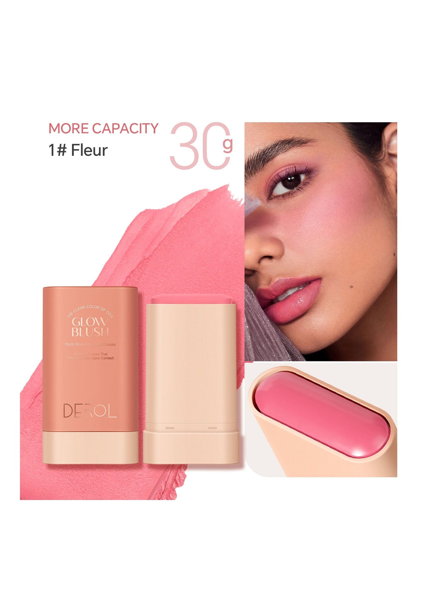 Cream Blush For Cheeks Face Blushes Stick Palette Bronzer Highlighter Shape Contour Moisturizing And Breathable Matte Finish Long-wearing Waterproof For Women Makeup