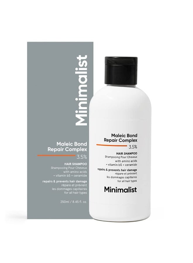Minimalist Bond Repair Shampoo For Damaged, Dry & Frizzy Hair, Maleic Bond Repair Complex 3.5% With Patented Technology, Sulphate & Paraben Free Shampoo For Women & Men, 250 Ml (Pack Of 1)