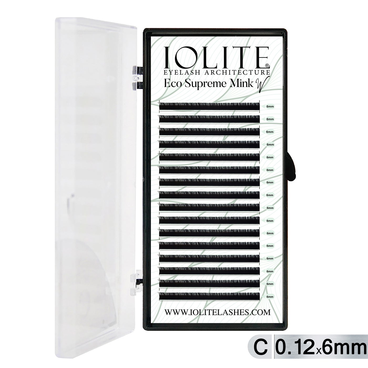 Iolite Eco Supreme Mink W Lashes C Curl – 0.12T Mix & 6mm–15mm | Pre-Fanned Volume Lash Extension Trays for Professional Lash Artists ISMWC12T - 6MM