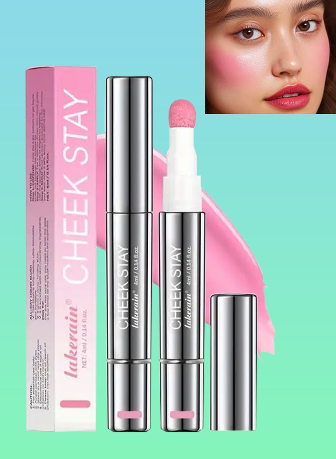 Cheek Stay Liquid Blush Waterproof Long-lasting High Pigment Color Blendable Blush Wand Cheek Stain Stick for Radiant Flushed Cheeks Buildable Cream Pastel Pink