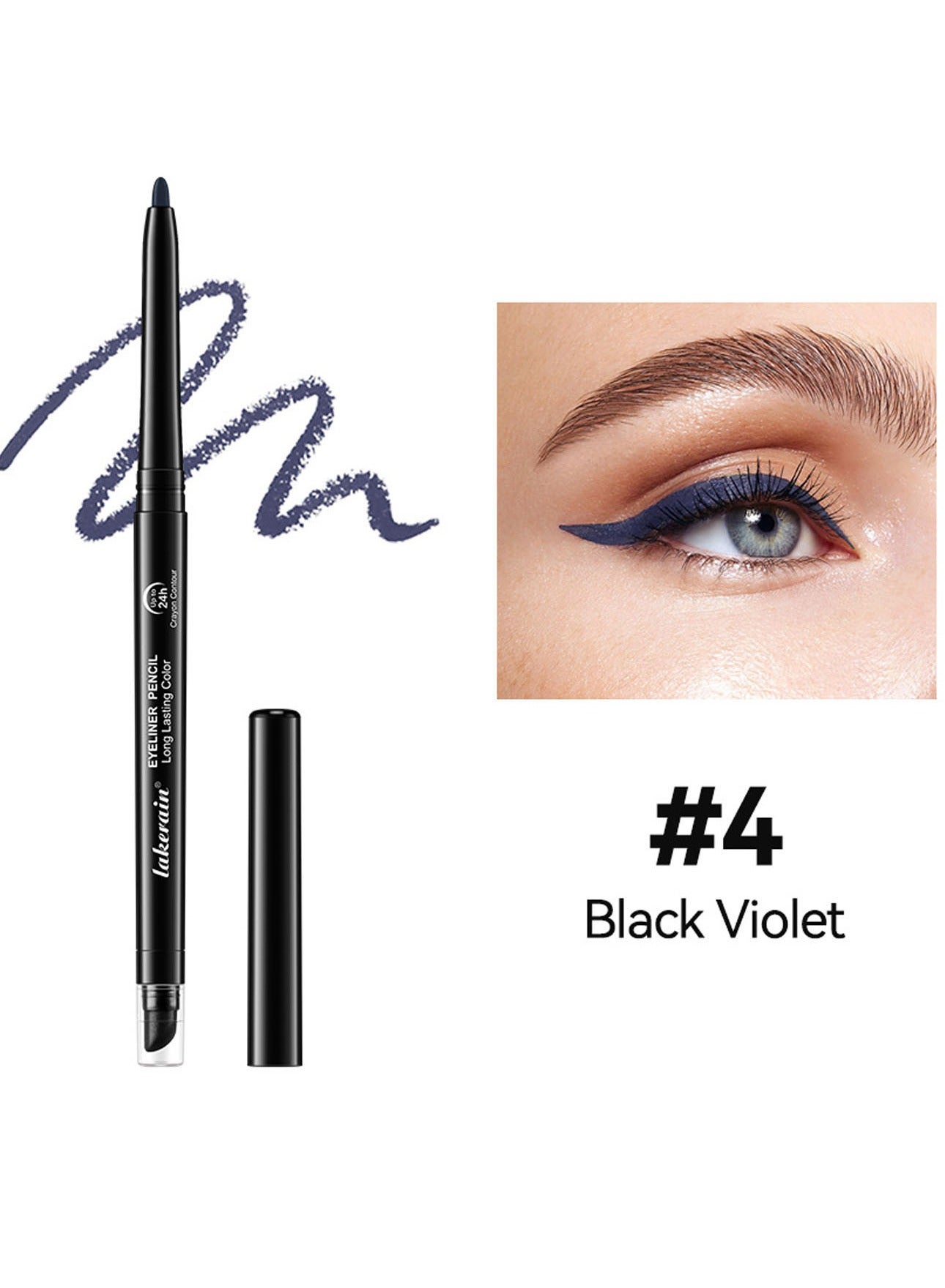Eyeliner Pencil Long Lasting Color Crayon Contour Dark Brown Waterproof Eyeliner Gel Matte Cream Eyeliner Waterline Smoky Makeup Eye Liner Pencils Built in Sharpener and Smudger Smudge Proof 24H Retractable Eyeliner Pen