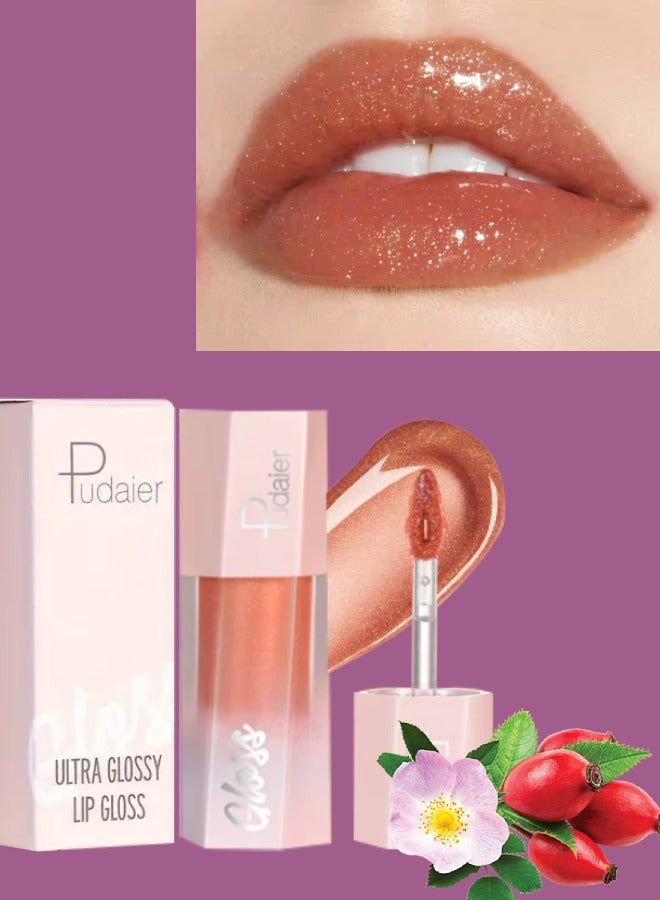 Ultra Glossy Lip Gloss Diamond Matte Lip Oil Gloss Glitter Metallic Liquid Lipstick Glitter Shimmer Lip Glaze |Shimmery Finish High Pigment Long Lasting Lip Gloss Tint Makeup 01