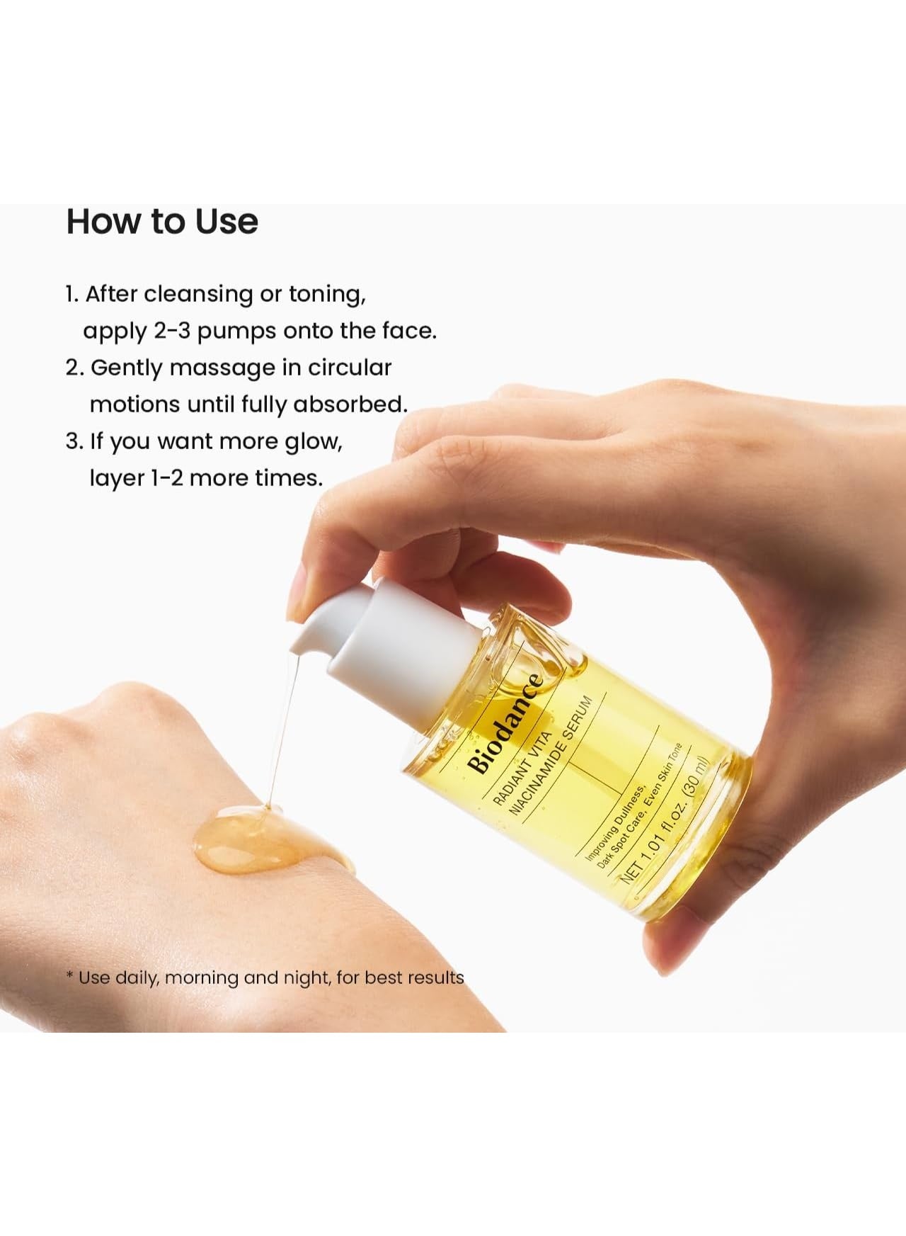 BIODANCE Radiant Vita Niacinamide Serum, for Even Tone Dark Spot Care with Vitamin C, Hydrating for Sensitive Skin, Filter Glow Serum, Korean Skincare, Stocking Stuffers | 1.01 floz x 1 ea - image 5