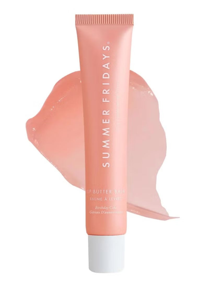 Tinted Lip Butter Balm - Conditioning Vegan Lip Balm for Instant Moisture, Shine & Hydration - Softening & Soothing Skincare - Birthday Cake (.5 Oz)