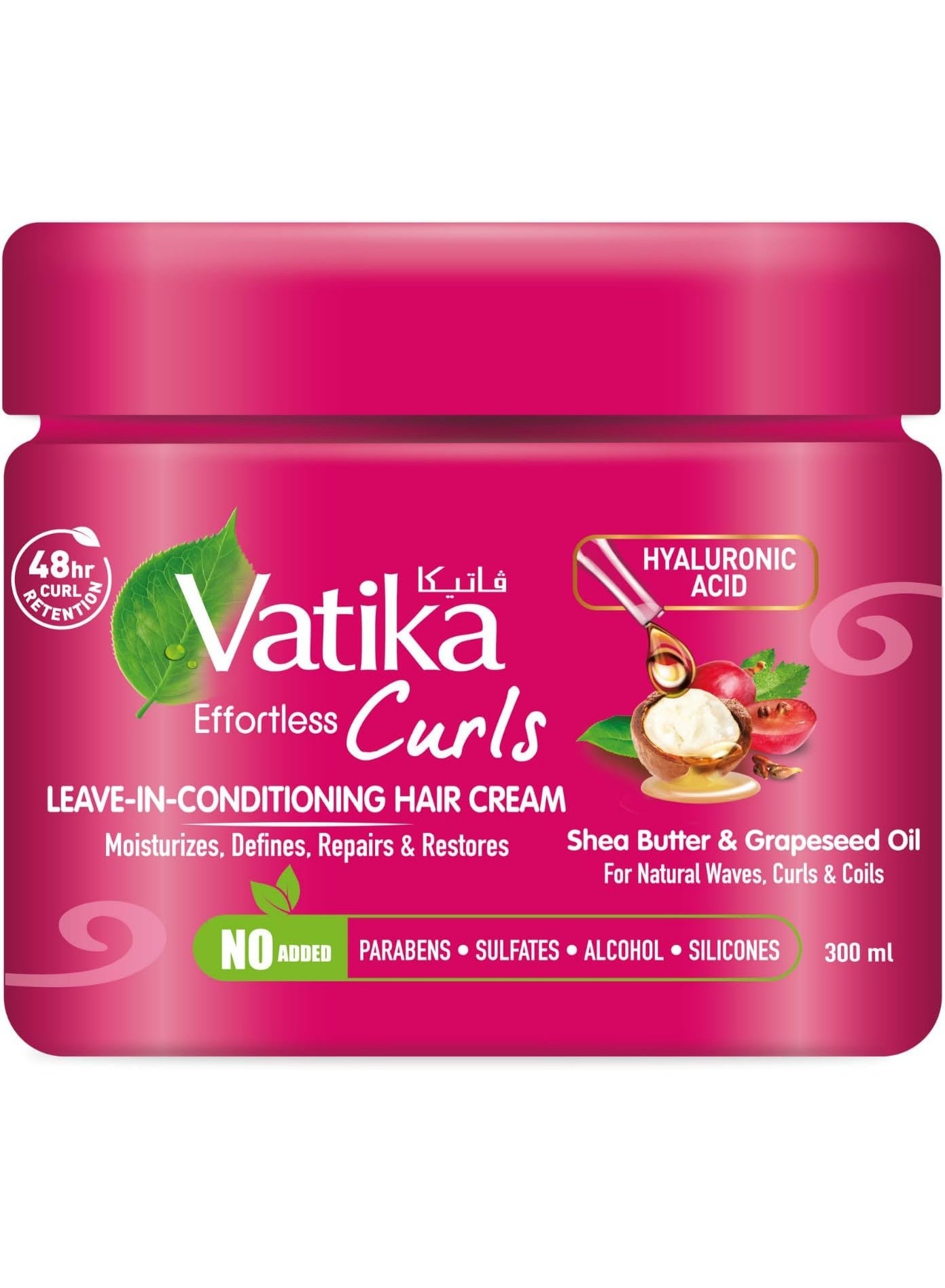 Curls Leave-In-Conditioning Cream 300ml | With Shea Butter, Grapeseed Oil & Hyaluronic Acid | 48-hour Curl Retention | Moisturizes, Defines, Repairs & Restores for Natural Waves, Curls & Coils | No Added Paraben, Sulfate, Silicone, Alcohol