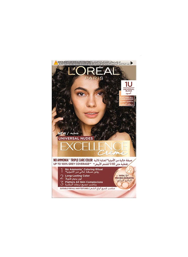 L'Oreal Paris Excellence Crème Universal Nudes Hair Color 1U Black